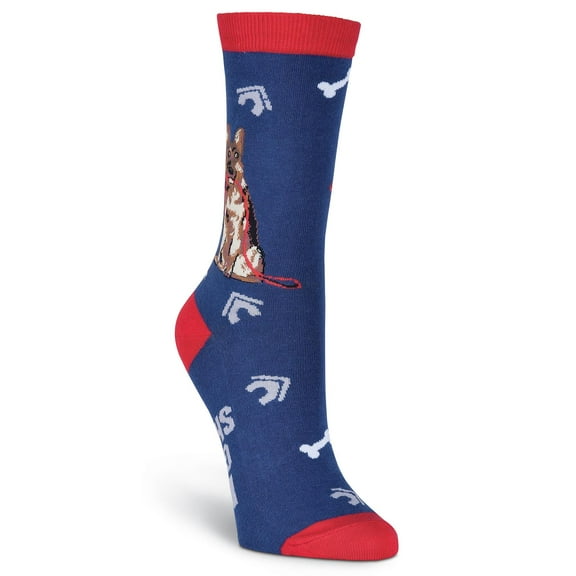 Women's Crew Socks - K Bell - German Shephard Navy
