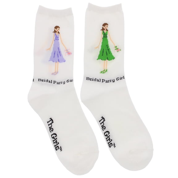K. Bell Women's Bridal Party Girl Bridesmaids Crew Socks (2Pr) (Lavender, Green)