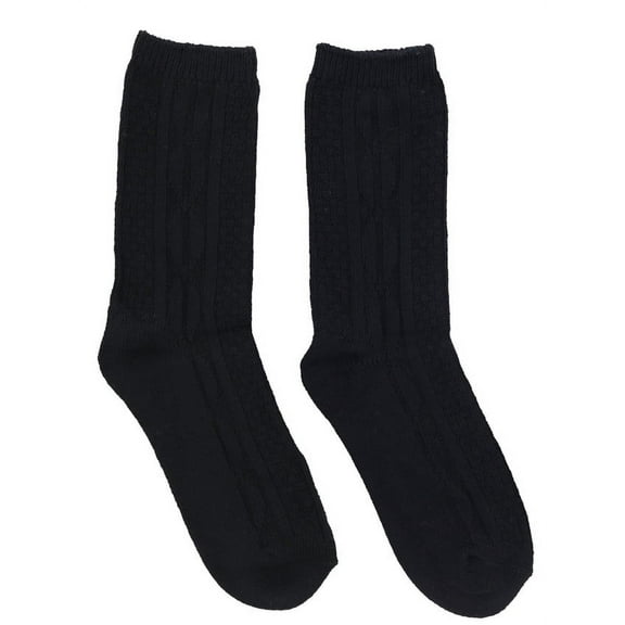 K.Bell Women's Crew Soft Classic Cable Knit Sock - Black