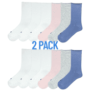 K.Bell Women’s Modal Roll Top Crew Socks, Shoe Size 5.5–10, 6 Pairs, Soft Lightweight Comfort, 2 Pack, Multicolor