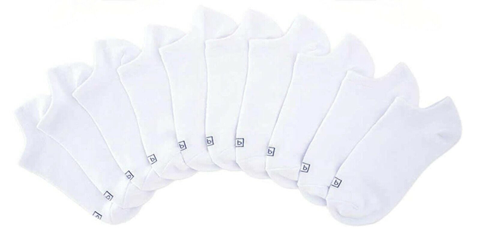 K. BELL SOCKS K. Bell Women's No Show Socks, White, 10 Pairs