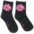 thumbnail image 1 of K.Bell Women's Roll Top Non-Binding Cotton Blend Crew Socks - Black Floral, 1 of 1