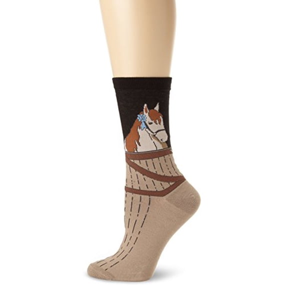 K. Bell Womens Cotton Blend Novelty Crew Socks, 9-11, Black