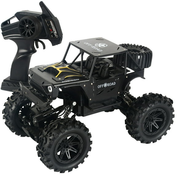 K Black 1 14 Scale 2.4G 4Wd Headlight Rc Car Crawler Military Truck Remote Toy
