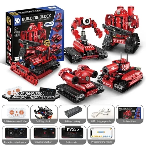 K Building Block STEM Robot Building Kit K96135 5-in-1 APP & Remote Control Programmable 495 PCS