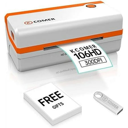 K COMER 300 dpi 4x6 Shipping Label Thermal Printer (RX106HD) - PC, Mac, Linux
