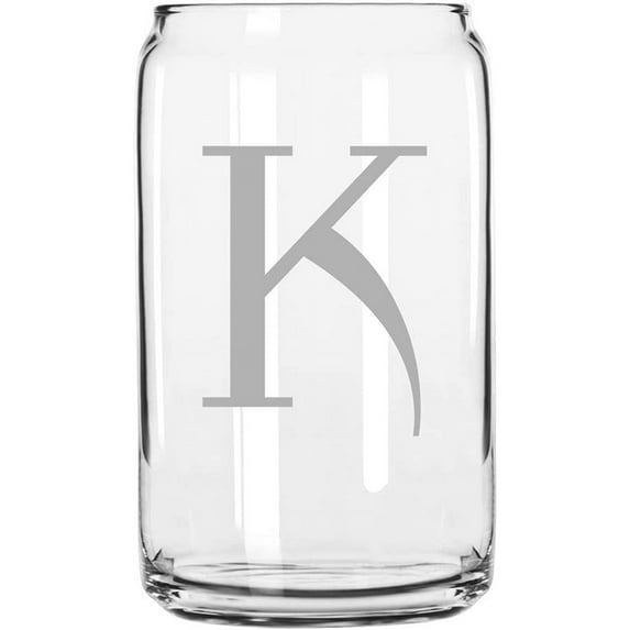 K Celtic Monogrammed Etched 16oz Libbey Can Glass
