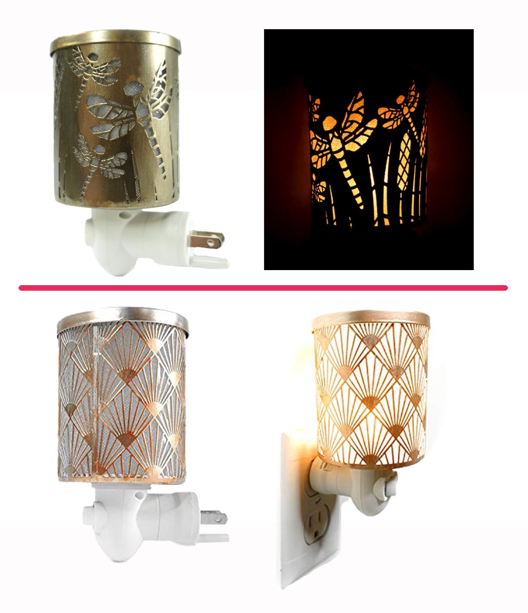 K-Cliffs  1 Pc Brown Dragon Fly & 1 Pc Rose Gold Peacock Plug-in Fragrance Warmers for Scented Wax Cubes & Essential Oils, Set of 2