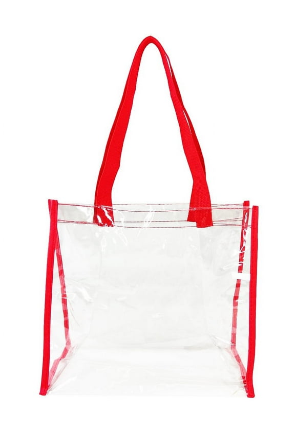 12" Stadium, Security Approved Clear PVC Open Tote Transparent Bag, Unisex, 12"Lx12"Hx6"W