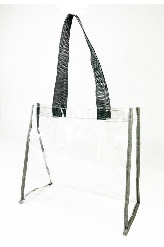 12" Stadium Approved Clear PVC Open Tote Transparent Bag, Unisex, 12"Lx12"Hx6"W