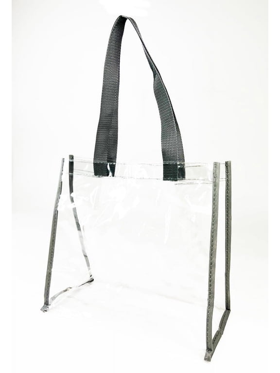 12" Stadium Approved Clear PVC Open Tote Transparent Bag, Unisex, 12"Lx12"Hx6"W
