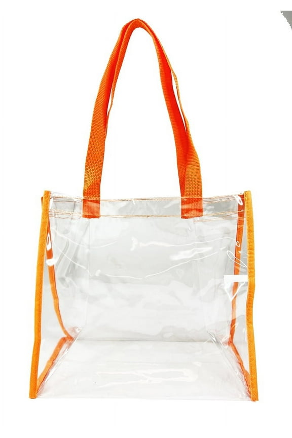 12" Open Tote,Stadium, Security Approved Clear PVC  Transparent Bag, Unisex, 12"Lx12"Hx6"W.