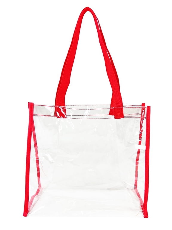 12" Stadium, Security Approved Clear PVC Open Tote Transparent Bag, Unisex, 12"Lx12"Hx6"W