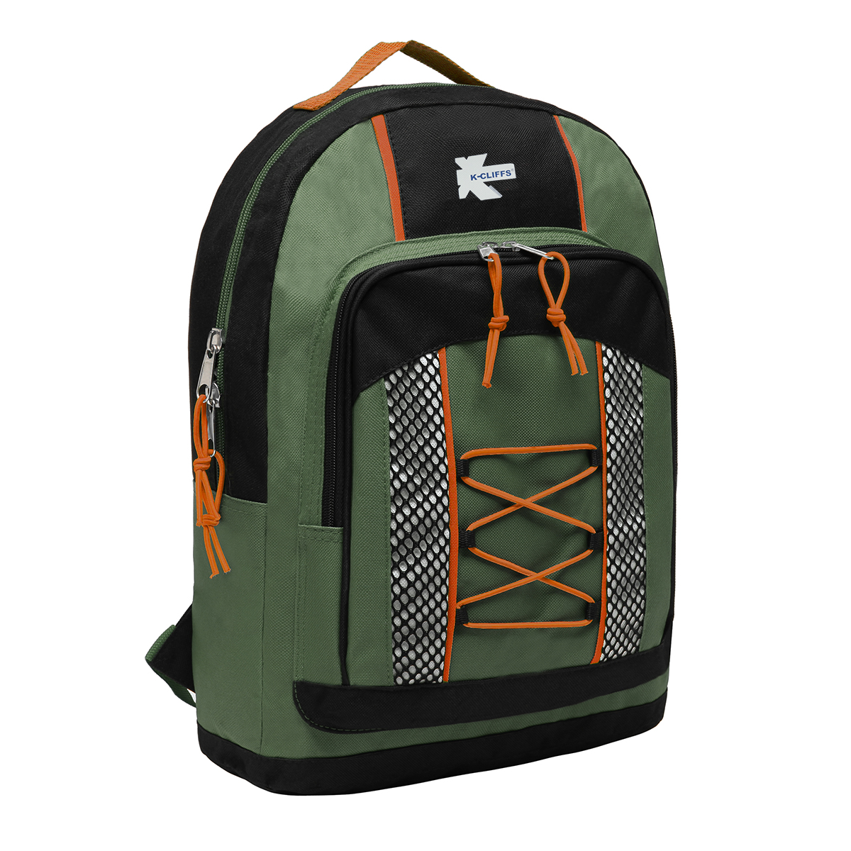 K-Cliffs 15" Lightweight Backpack, Daypack Bungee Water Resistant for Travel School and College, Unisex Color for Casual Everyday Kids & Teens (Olive) - image 1 of 4