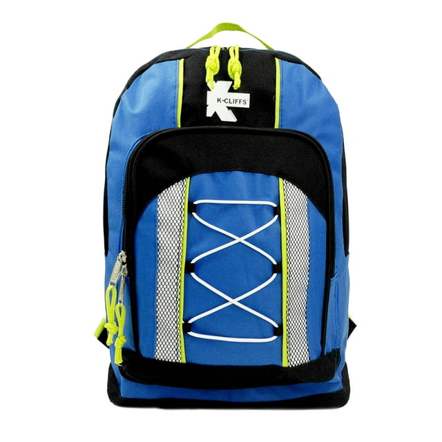 K-Cliffs 15" Lightweight Backpack, Daypack Bungee Water Resistant for Travel School and College, Unisex Color for Casual Everyday Kids & Teens (Blue)