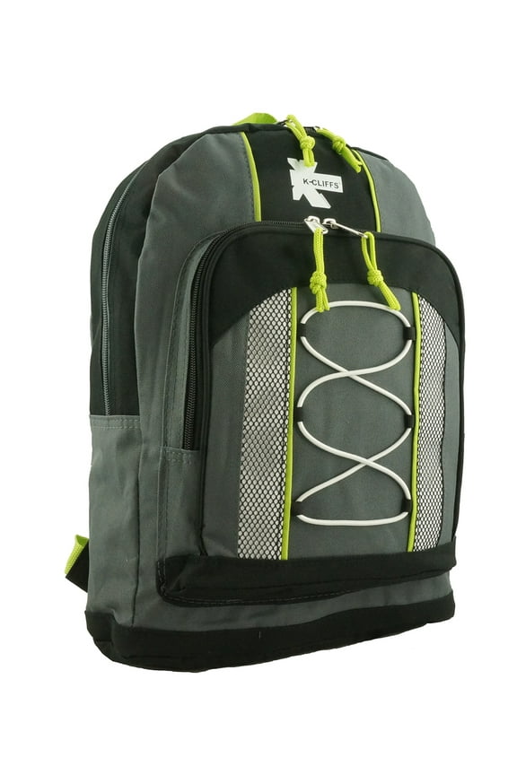 15" Lightweight Backpack, Daypack Bungee Water Resistant for Travel School and College, Unisex Color for Casual Everyday Kids & Teens (Grey)