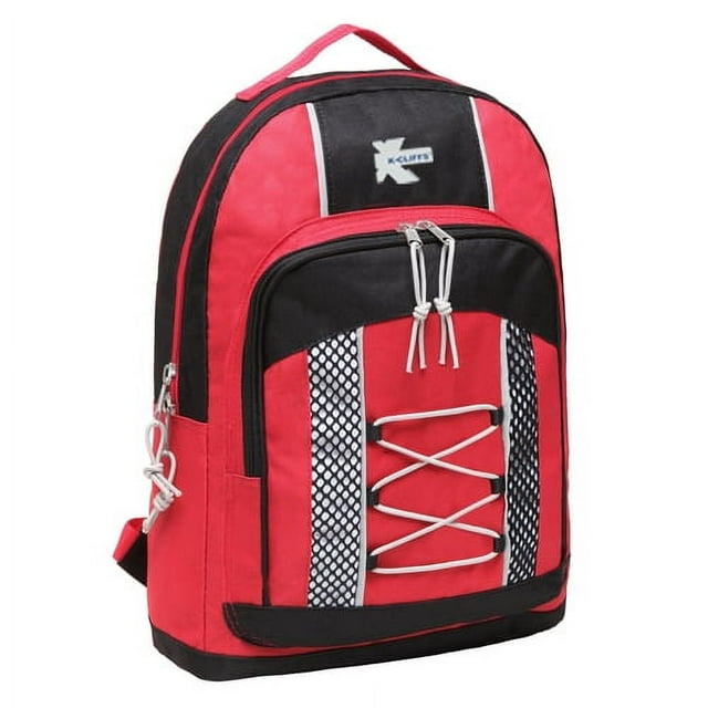 K-Cliffs 15" Lightweight Backpack, Daypack Bungee Water Resistant for Travel School and College, Unisex Color for Casual Everyday Kids & Teens (Red)