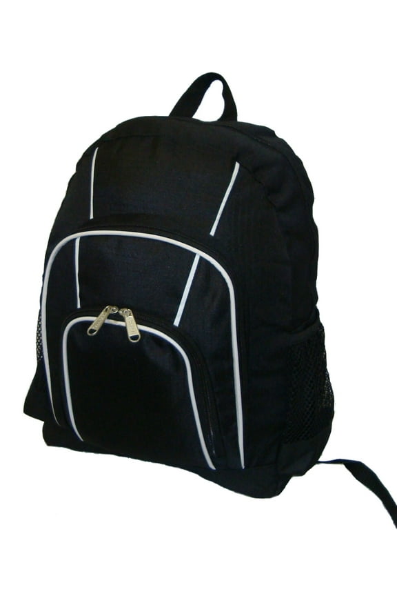 16" 100% Rip-Stop Polyester Multi Pocket Unisex School Backpack, Black