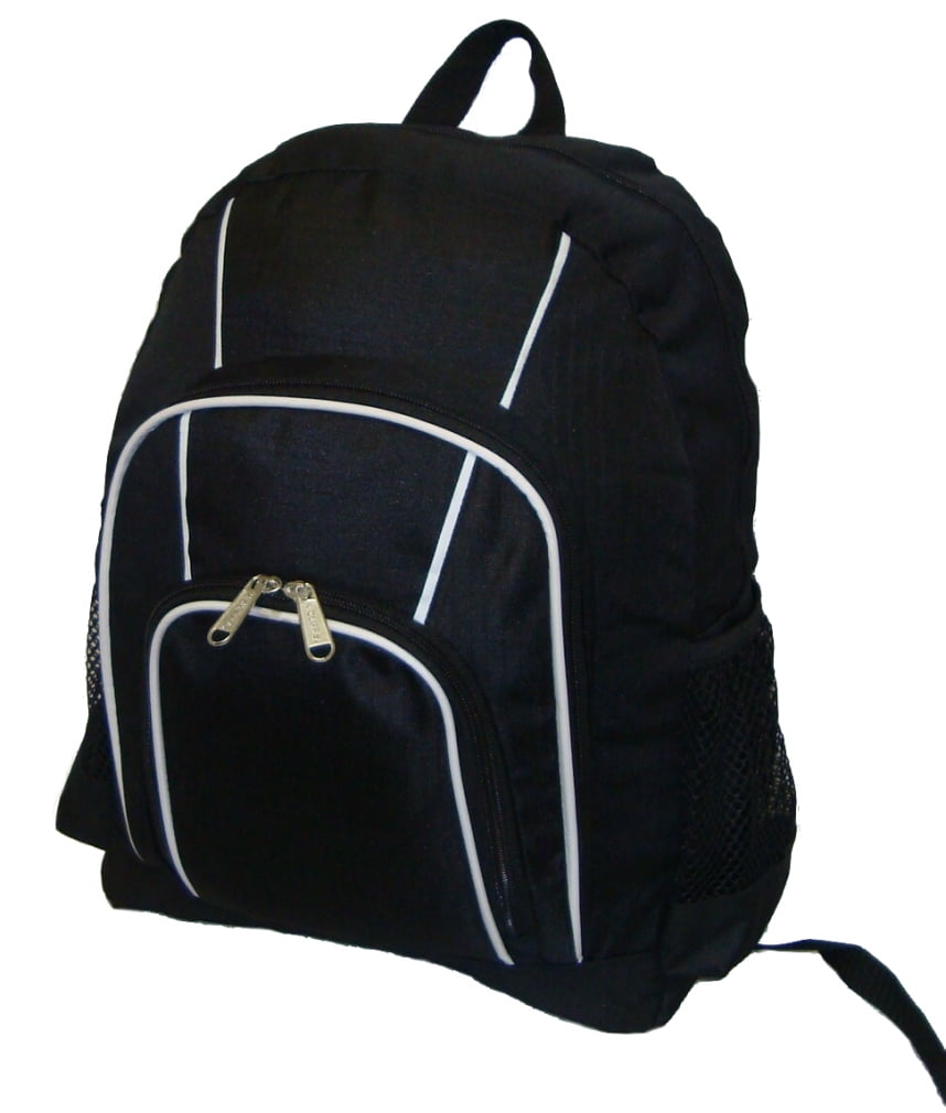16.5-inch Black Letter Print Multi-pocket Functional Backpack