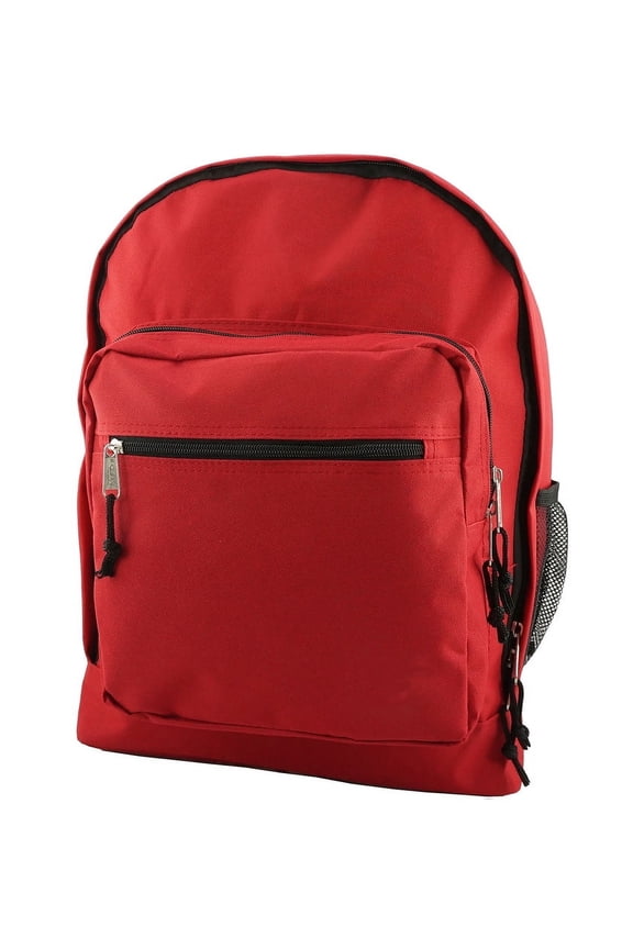17.5" School Backpack Red, 100% Polyester, Unisex