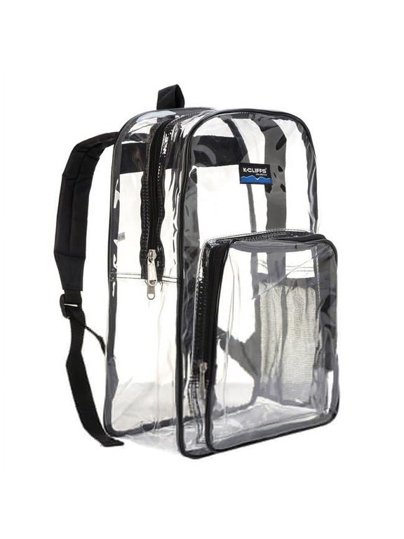 LM222 Black 17 in. Clear Simple See Through Transparent Vinyl Backpack, Black