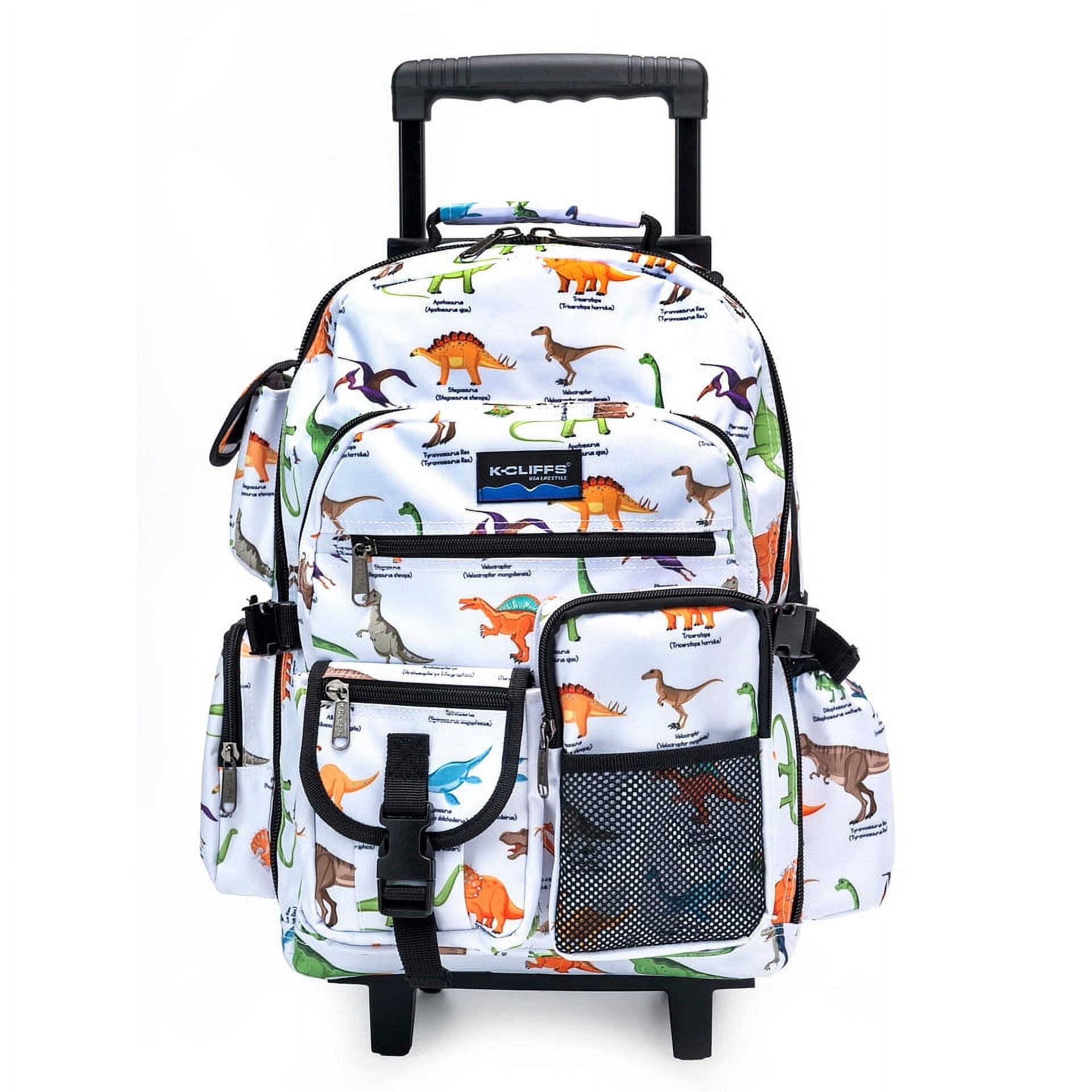 Book Bag With Multiple Compartments K-Cliffs 18.5" Rolling Backpack Deluxe Student School Bookbag Wheeled