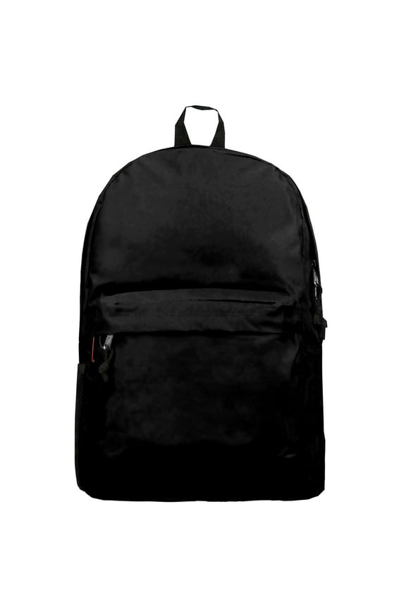 18" Unisex School Backpack, Padded Straps, Side Mesh Pocket, Travel, Day Pack Classic Book Bag, Color; Black