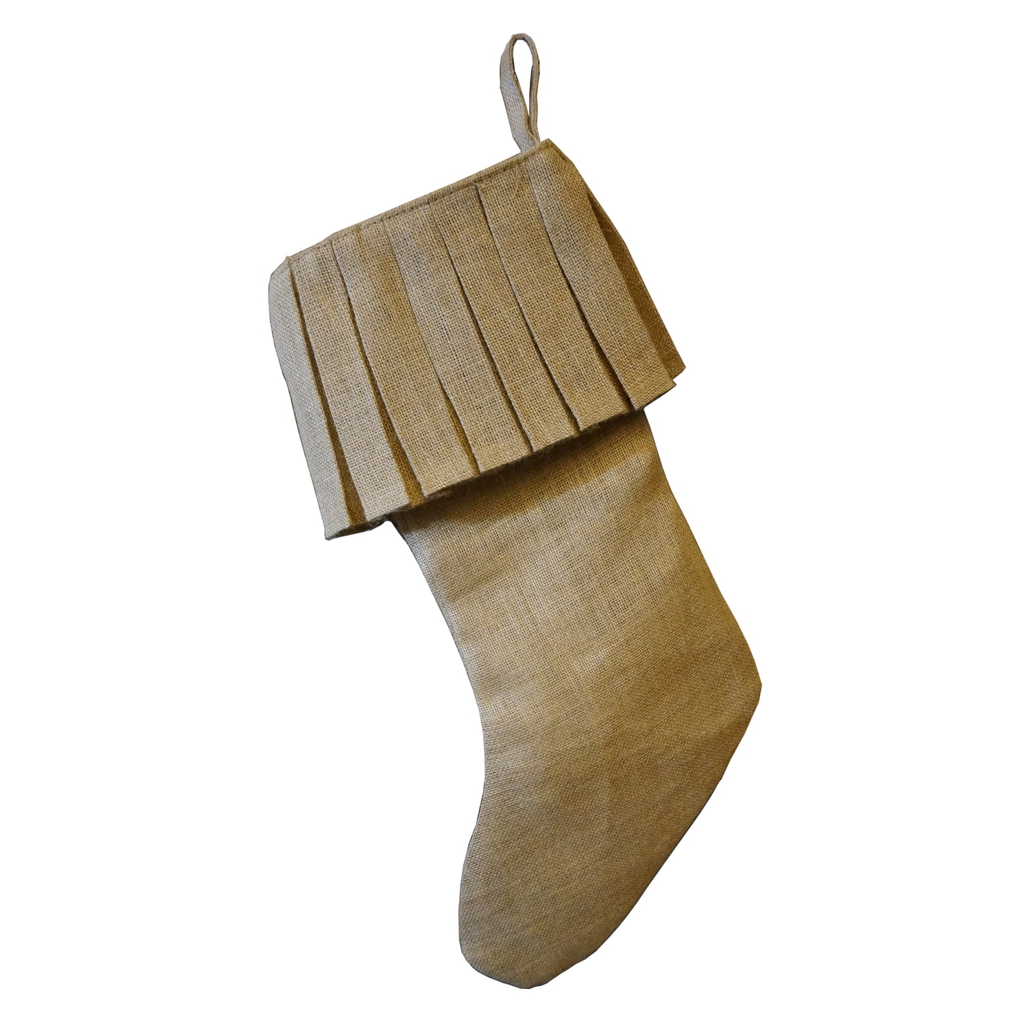 K-Cliffs 19" Long Holiday Ruffle Burlap Jute Christmas Stocking Décor, in Color Natural, Unisex,Dimensions: 19L x 13W x .25 H