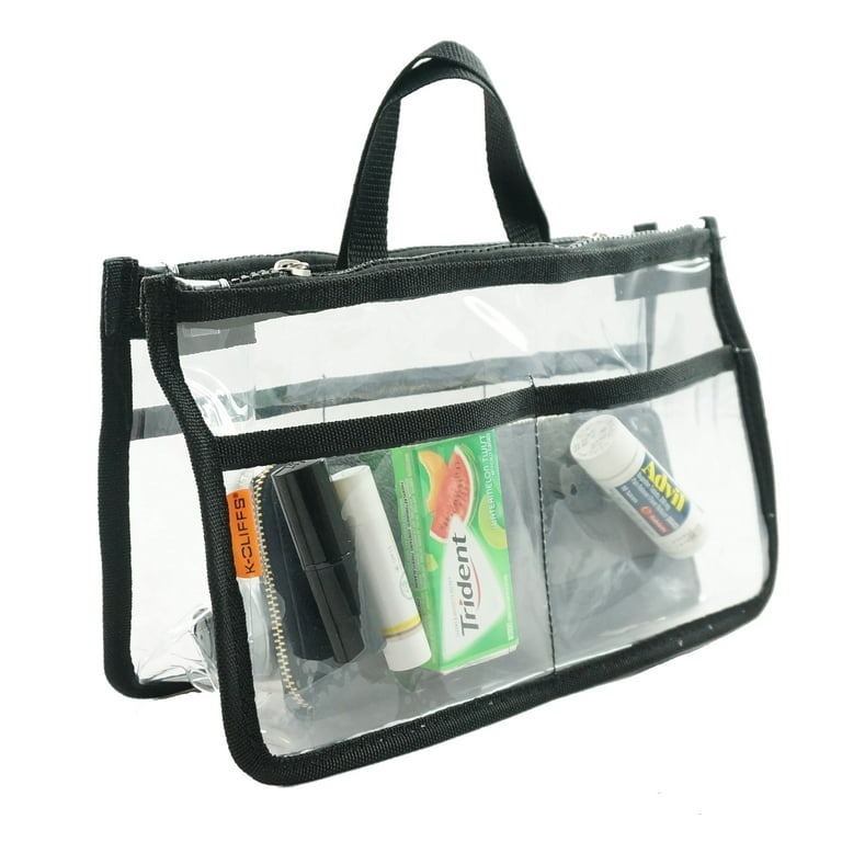 K Cliffs 2 Pack Clear Handbag Organizer See Through Cosmetic Insert Purse Transparent Travel Pouch Shaving Toiletry Bag Liner with handle Black Walmart