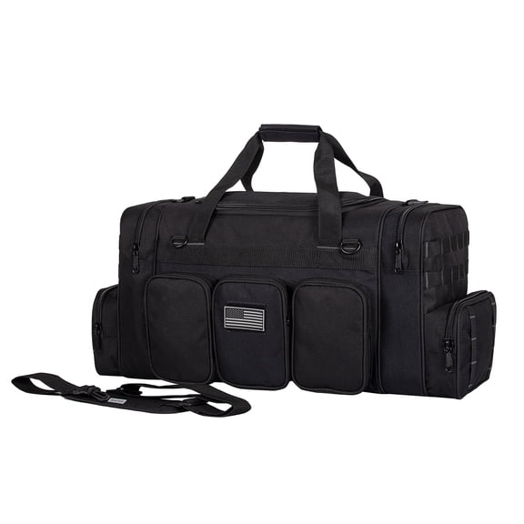 K-Cliffs 27 Inch Heavy Duty Duffel Gym Bag High Quality Travel Bags Durable Sport Gear Tote with Molle Lockable Zippers Black