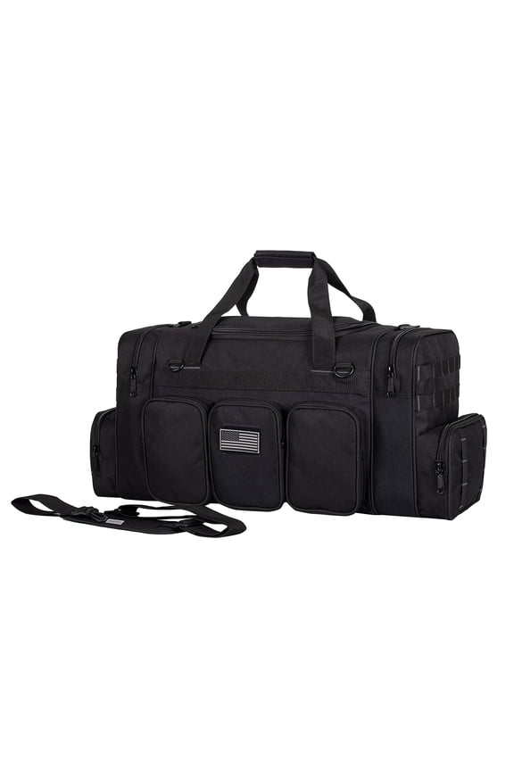 27 Inch Heavy Duty Duffel Gym Bag High Quality Travel Bags Durable Sport Gear Tote with Molle Lockable Zippers Black