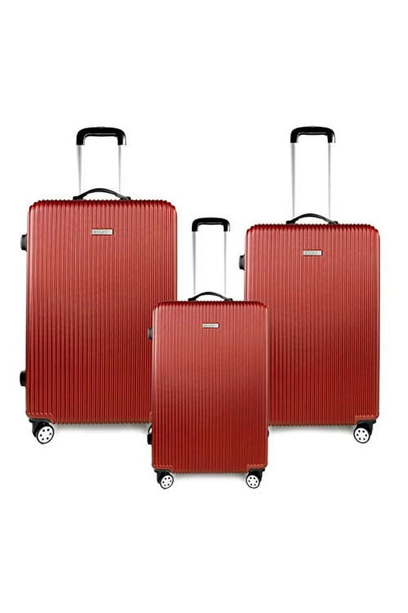 3 Piece Luggage Set Expandable Hard Sided Travel Suitcases Lightweight 3 Pieces ABS Spinner Red, Unisex