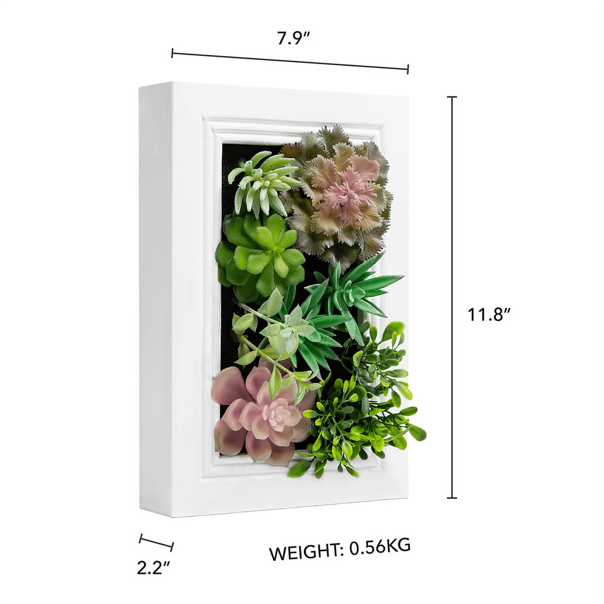 KCliffs 3D Artificial Succulent Wall Plant Art, Wood Frame with Realistic Faux Plant, Wall