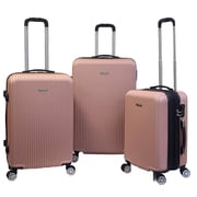 K-Cliffs 3pc Travel Luggage Set Hardside Suitcase Lightweight 3 ABS Spinner Zippers Rose Gold