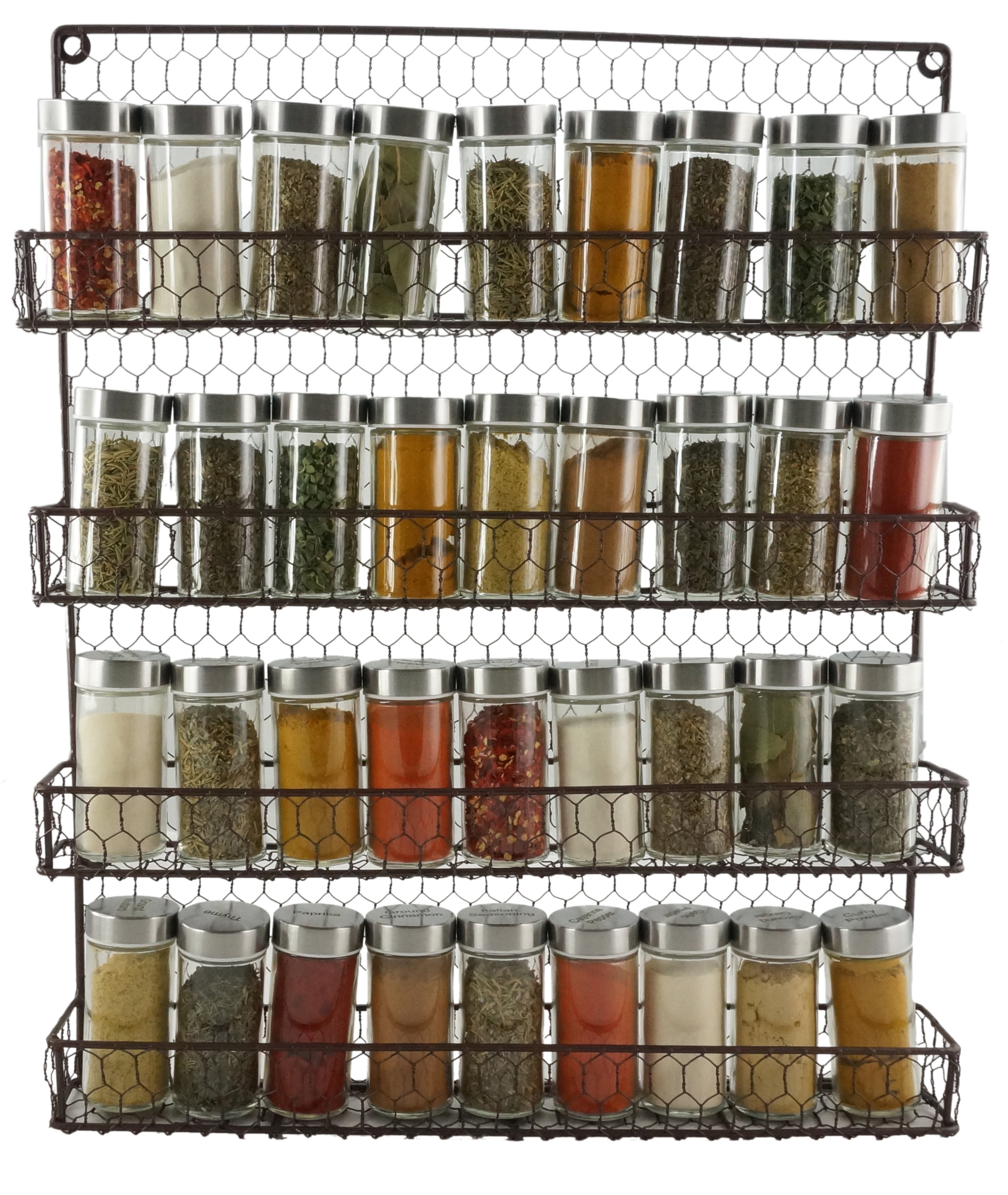 K Cliffs 4 Tier Metal Spice Wall Mount Rack Organizer Pantry Cabinet Hanging Herbs Seasoning Jars Storage Closet Door Cupboard Mounted Holder Black.