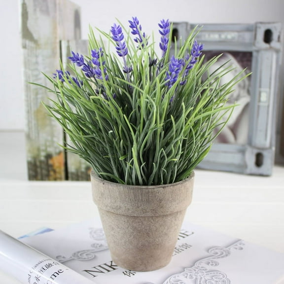K-Cliffs Artificial Provence Lavender Flower Plant Arrangements in Pot for Home Decor