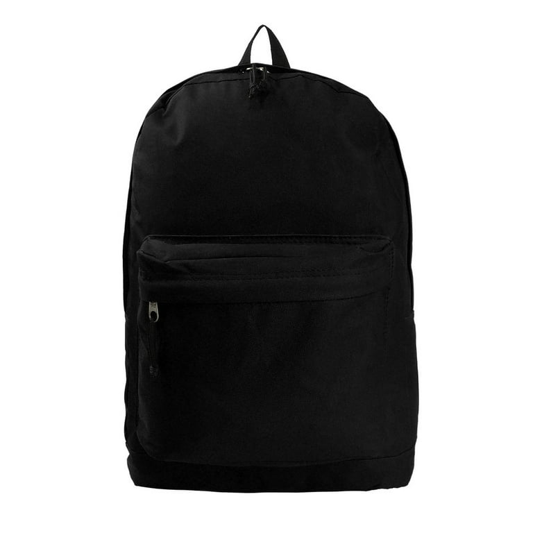 K cliffs Classic Bookbag Basic Backpack Simple School Book Bag Casual Student Daily Daypack 18 inch with Curved Shoulder Straps Black