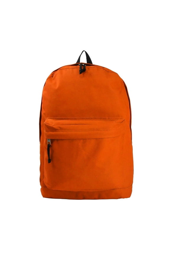 Basic 18 inch School Backpack Classic Student Bookbag Simple School Travel Daypack with Curved Shoulder Straps Orange