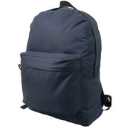 K-Cliffs Case 36pc Classic 18" Basic School Backpack Simple Book Bag Casual Daypack with Curved Shoulder Straps Navy