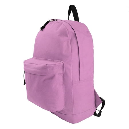 K-Cliffs Case 40pc Simple 16" School Backpack Basic Travel Daypack Student Bookbag Baby Pink