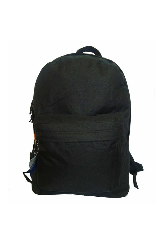 Classic 16" School Backpack, Basic Daypack Simple Book Bag Unisex Black