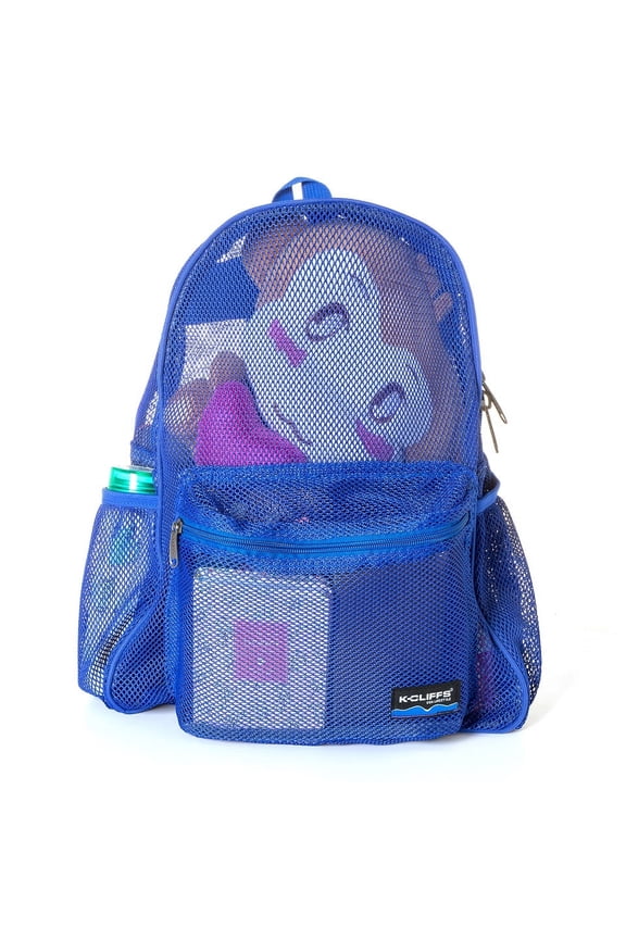Deluxe Mesh Backpack Heavy Duty Student Net Bookbag High Quality Simple Netting School Bag Durable Security See Through Daypack Royal Blue
