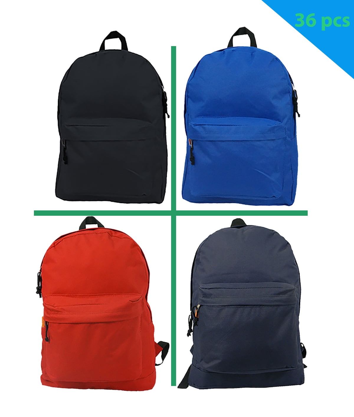 K-Cliffs Durable 18-Inch School Backpack, Adjustable Ergonomic Design, Curved Straps, 4 Assorted Colors