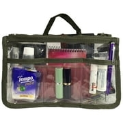 K-Cliffs Clear Handbag Purse Organizer Zippered PVC Dark Green Trim
