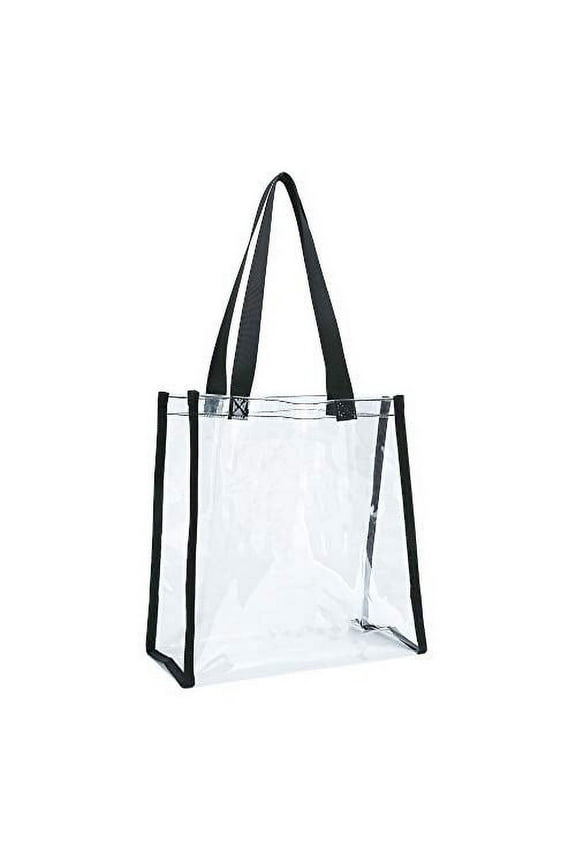 Clear PVC Stadium Approved Transparent tote Bag,  Black Trim, Unisex, 12"L x 12"H x 6"W