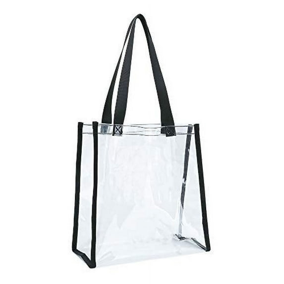 K-Cliffs Clear PVC Stadium Approved Transparent tote Bag, Black Trim, Unisex, 12"L x 12"H x 6"W