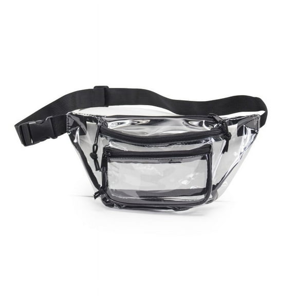 K-Cliffs Clear Unisex Fanny Pack PVC See Through Waist Bag 3 Pockets Travel Hip   Sling Crossbody, Black Trim