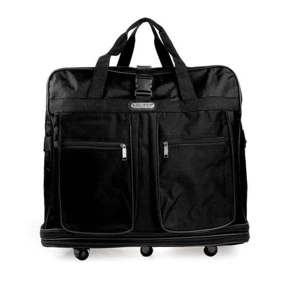 K-Cliffs DY-DNW-41840-Black 40 in. Multi Tiered Collapsible Expandable Wheeled Travel Cargo Bag with Zippered Pockets, Black