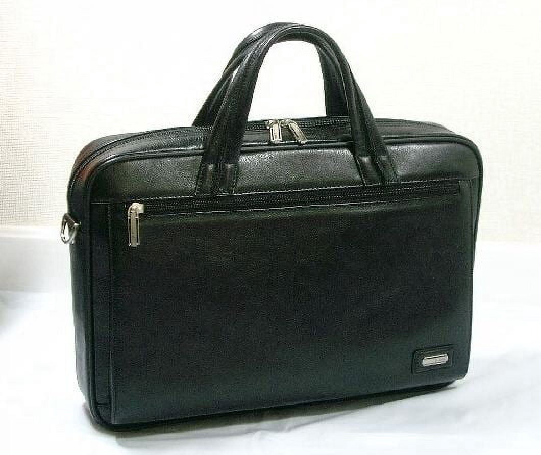 K-Cliffs Deluxe Leather Briefcase Business Portfolio Fit Laptop, Black