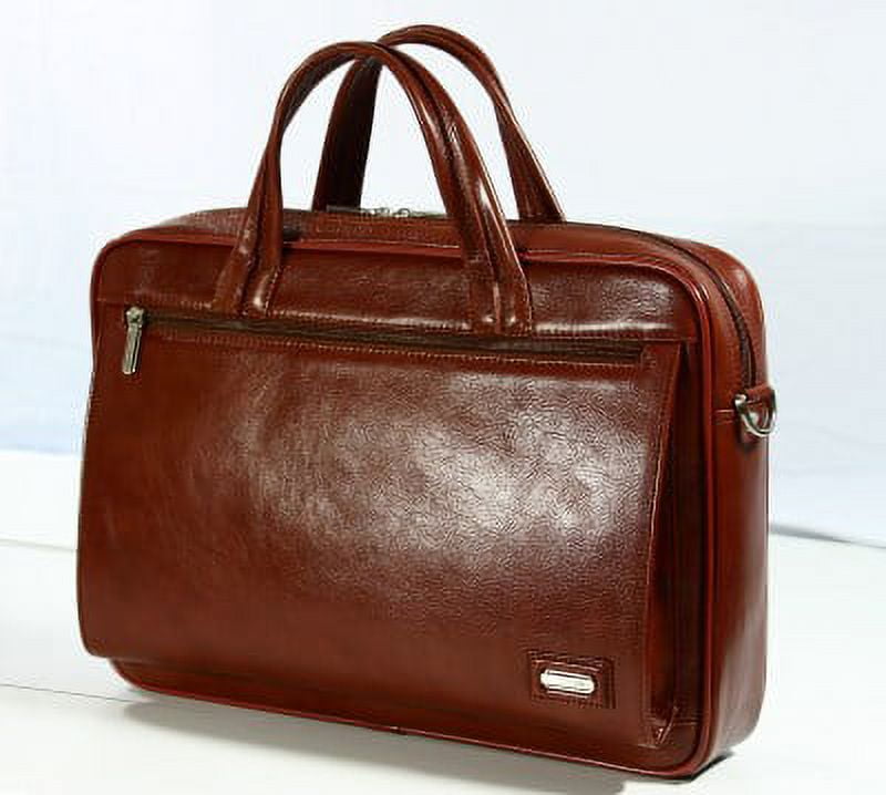 K-Cliffs Deluxe Leather Briefcase Business Portfolio Fit Laptop, Brown